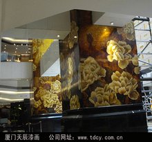 广州华夏大酒店立柱漆画